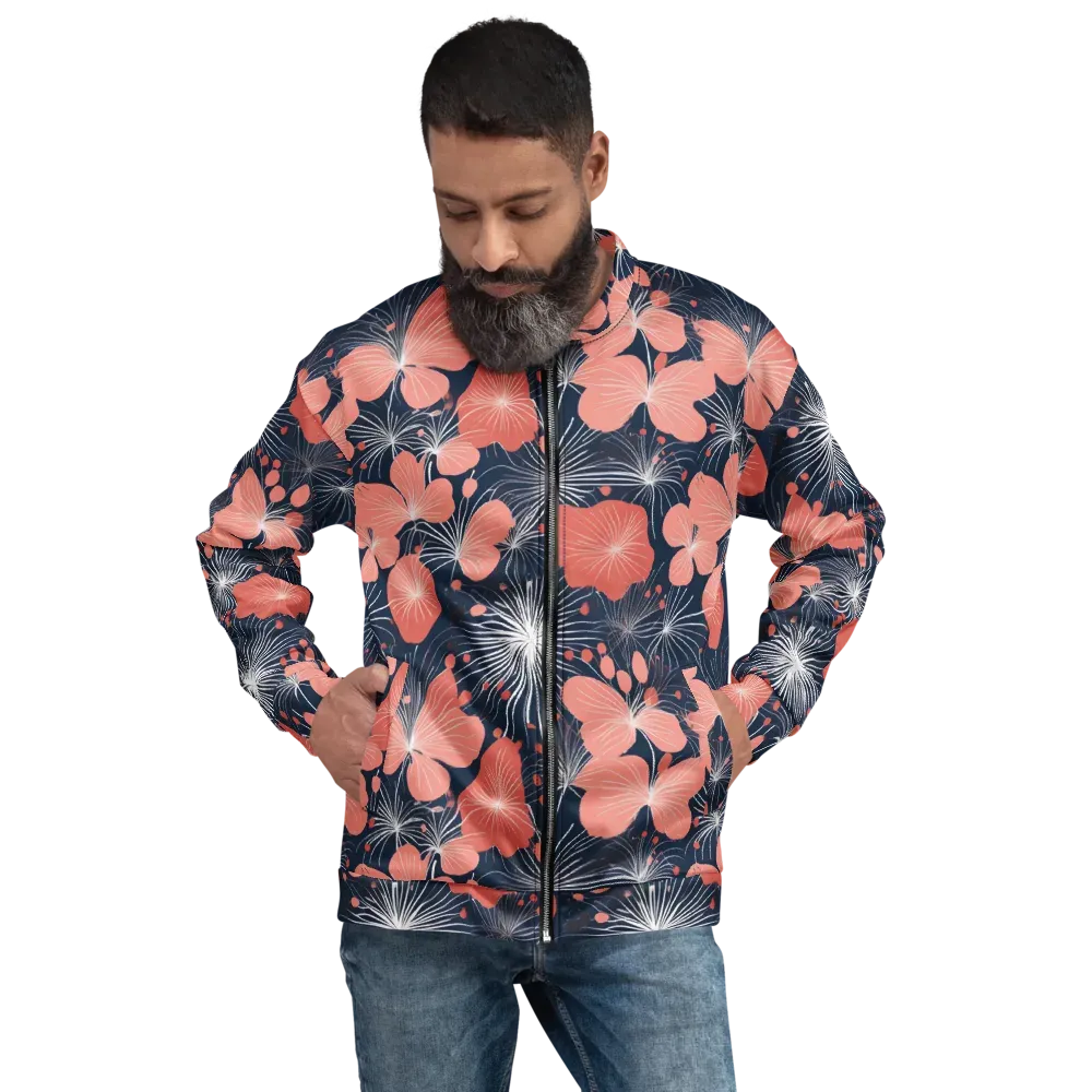 Coral Midnight Bloom on Bomber Jacket — Front