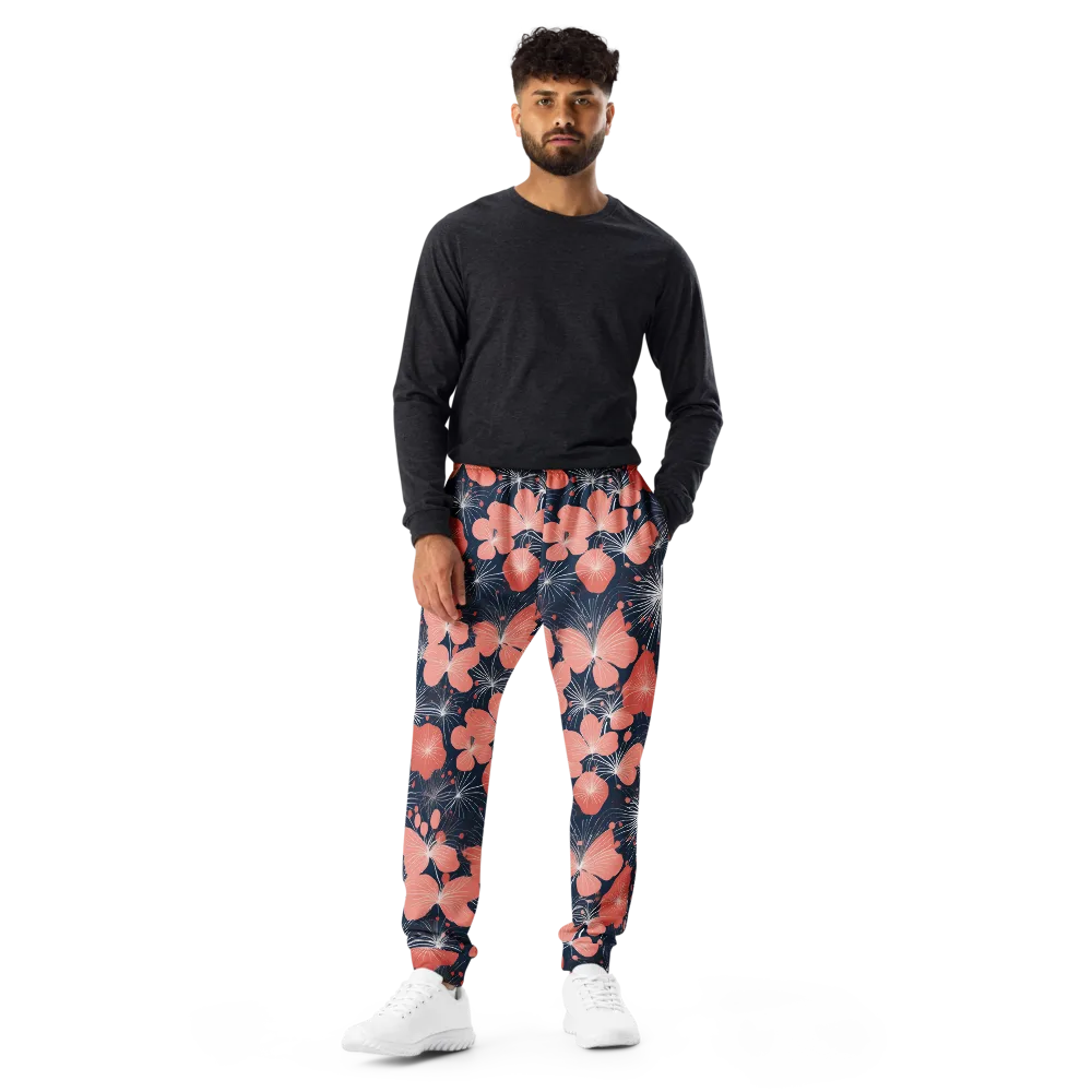 Coral Midnight Bloom on Men's Joggers — Front