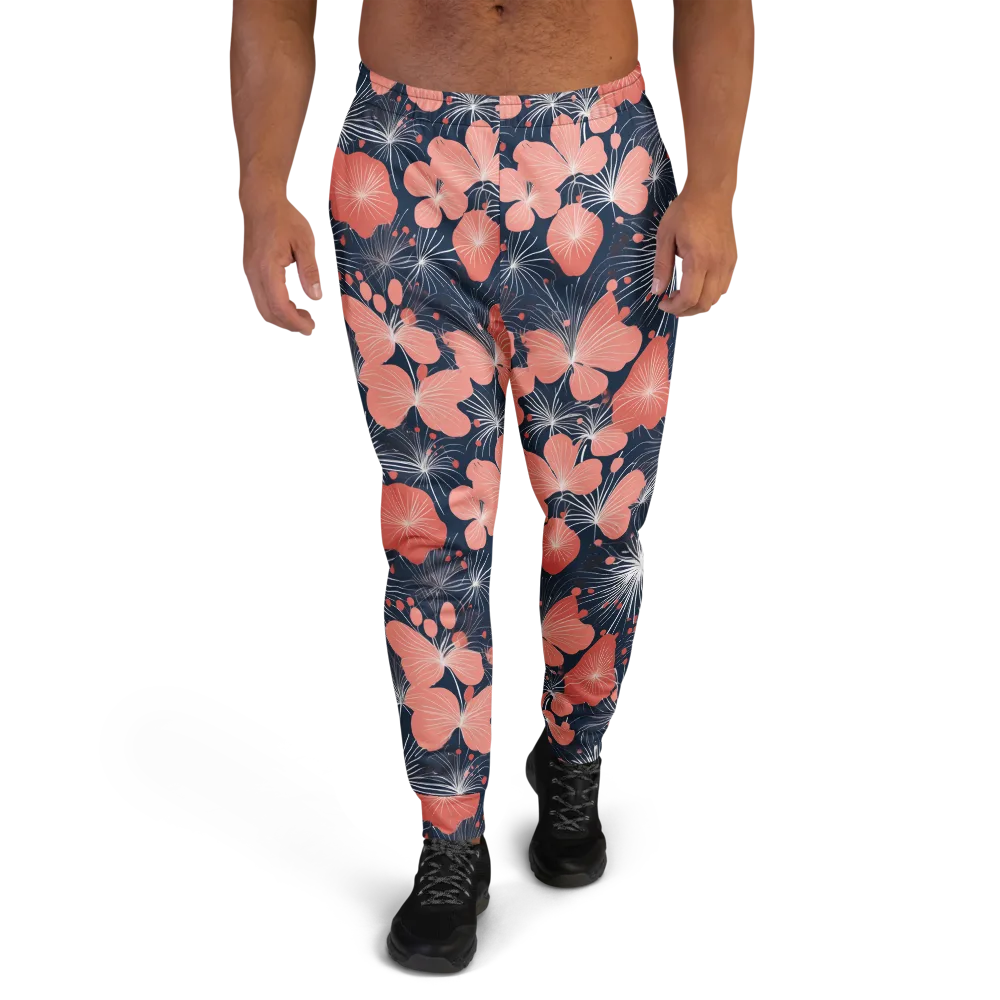 Coral Midnight Bloom on Men's Joggers — Front