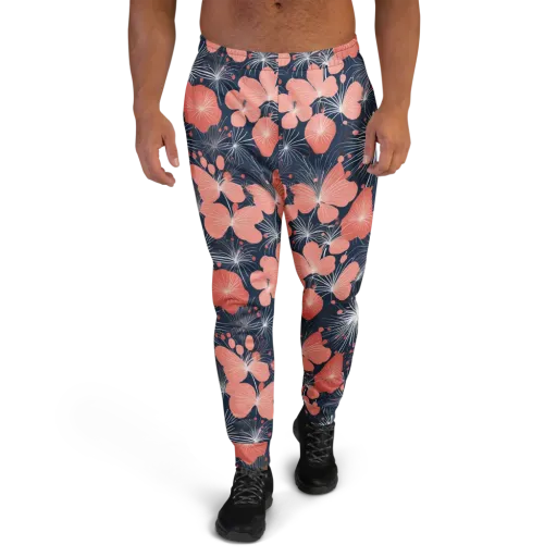 Coral Midnight Bloom on a Men's Joggers