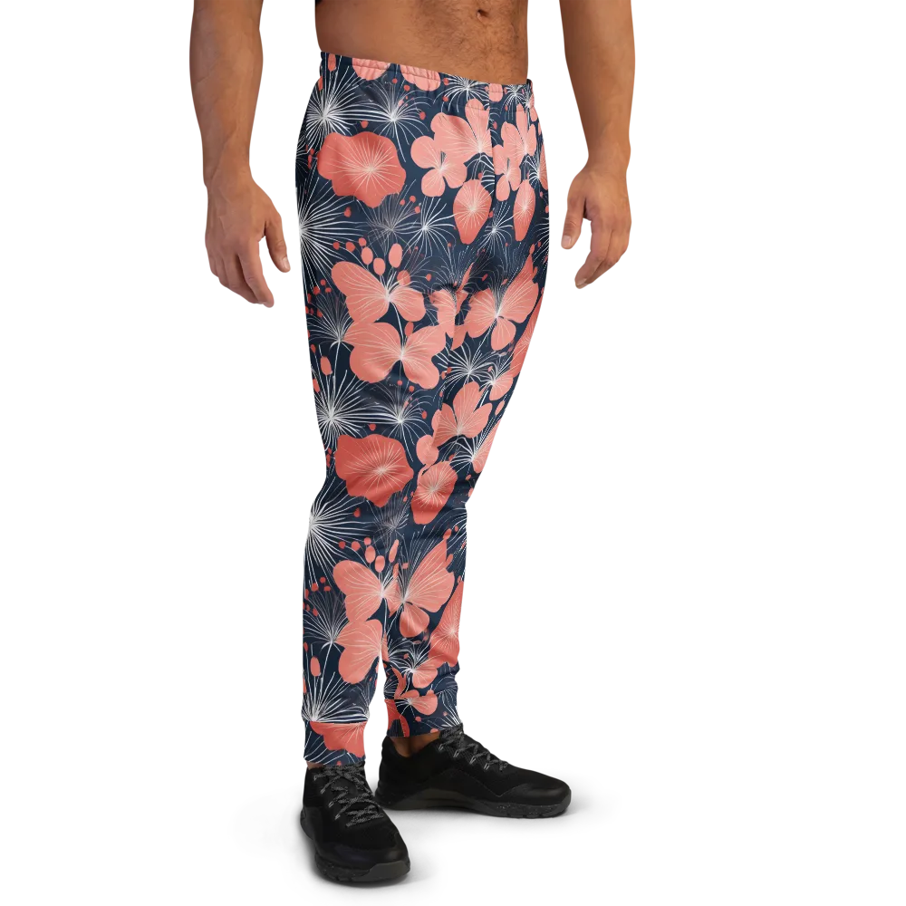 Coral Midnight Bloom on Men's Joggers — Right