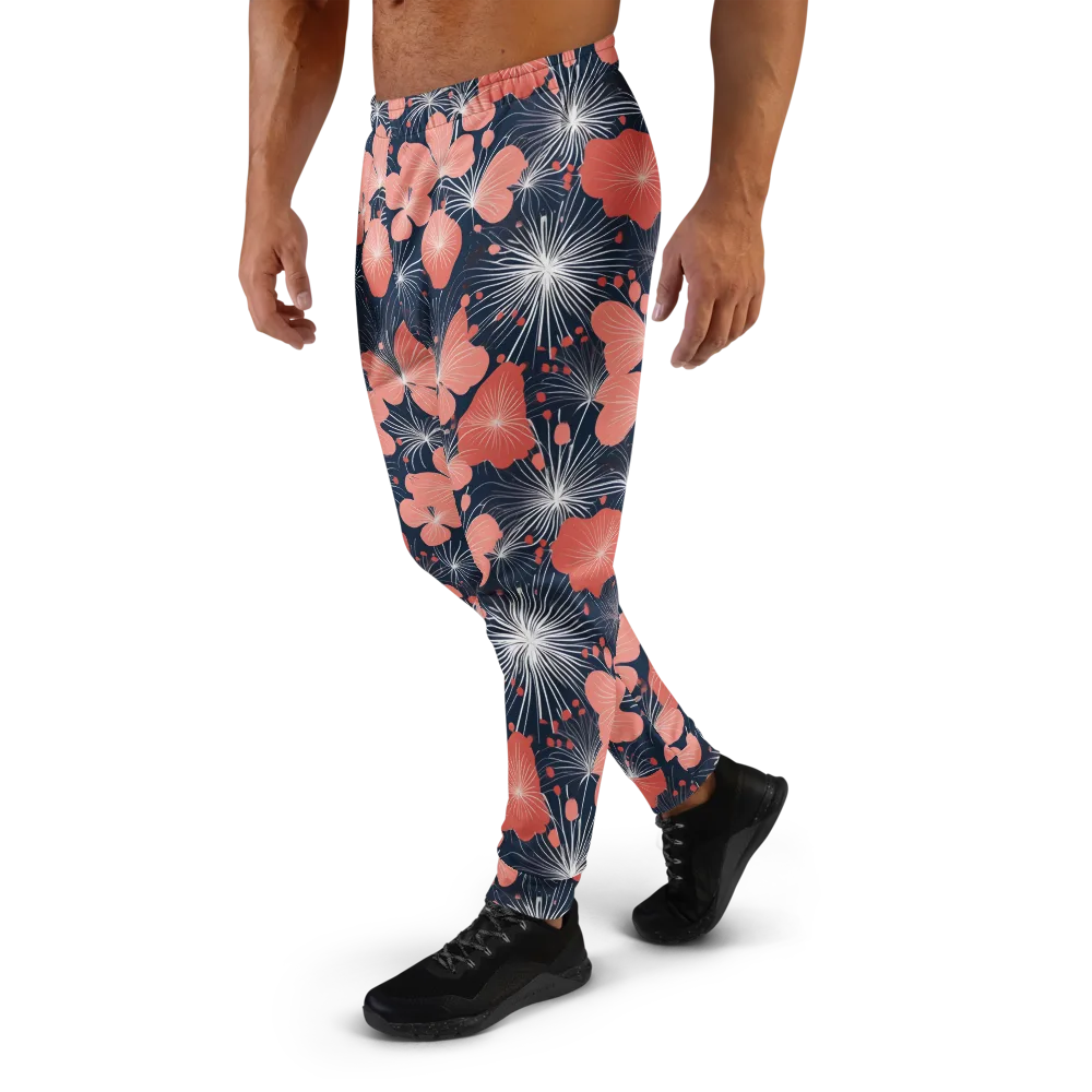 Coral Midnight Bloom on Men's Joggers — Left