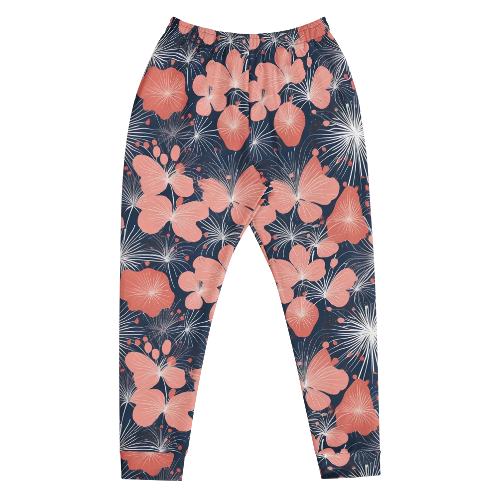 Coral Midnight Bloom on Men's Joggers — Front