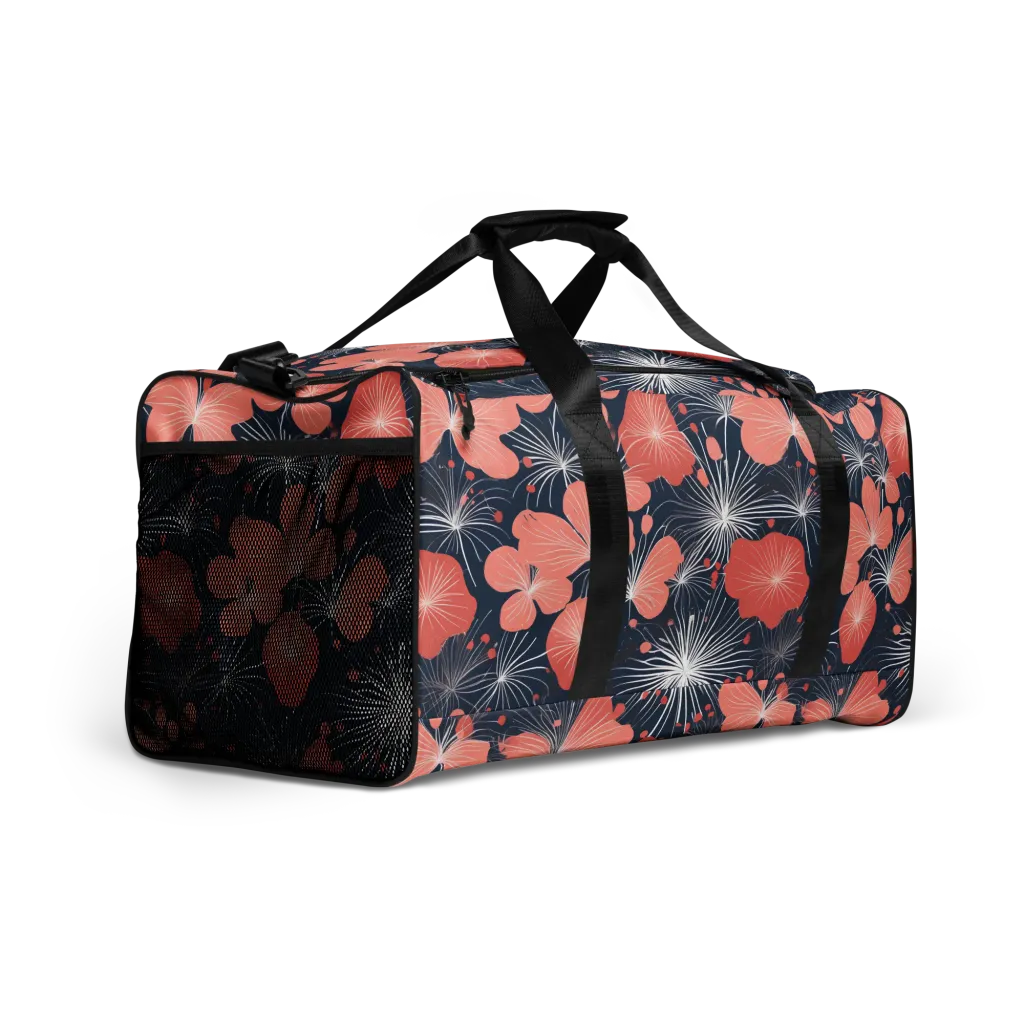 Coral Midnight Bloom on Duffle Bag — Right Front