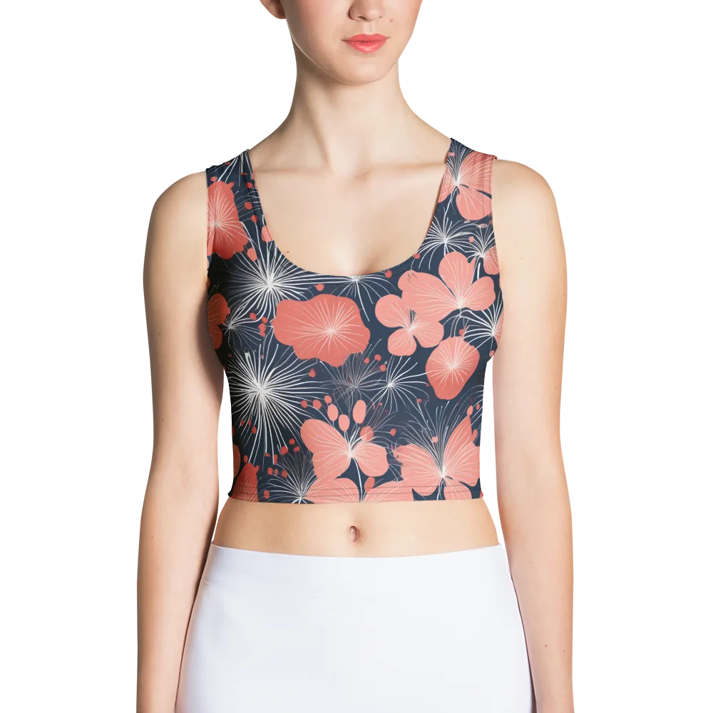 Coral Midnight Bloom on Crop Top — Front