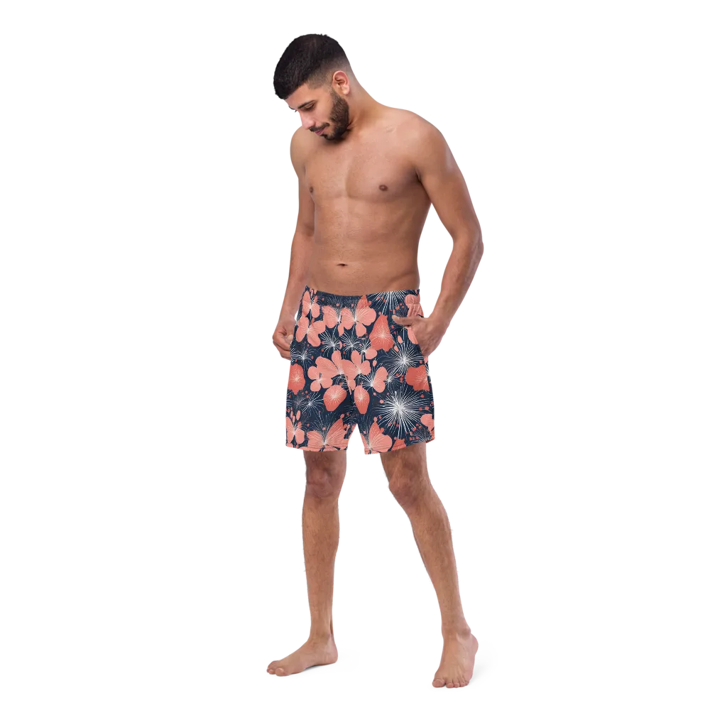 Coral Midnight Bloom on Swim Trunks — Left Front