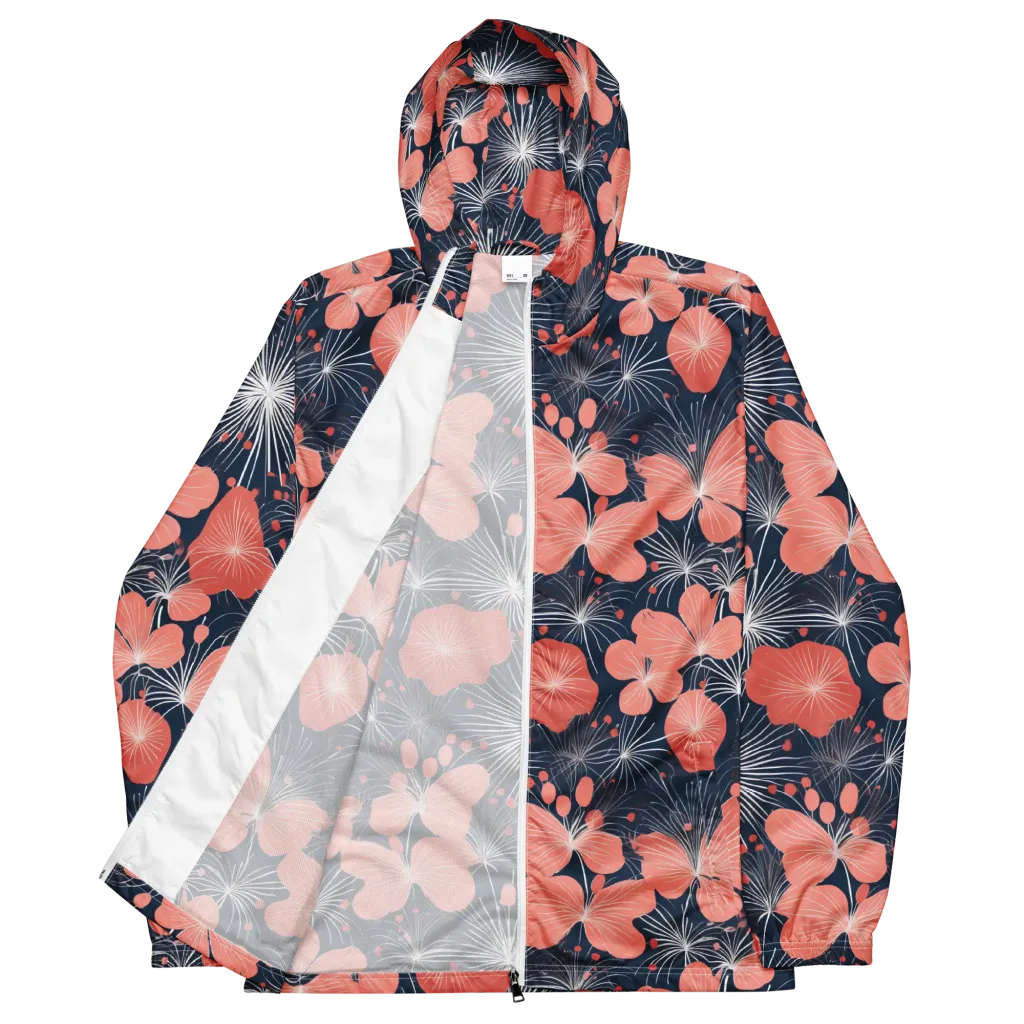Coral Midnight Bloom on Men's Windbreaker — Front
