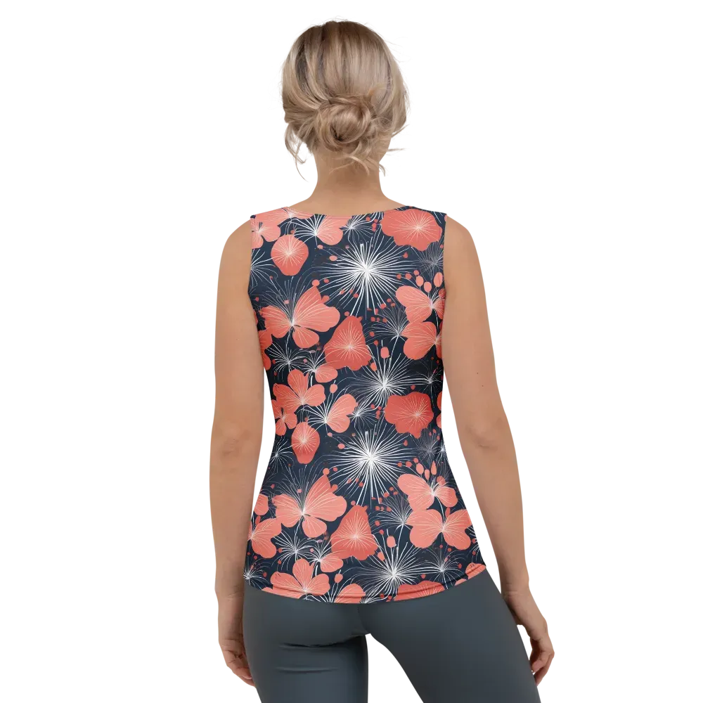 Coral Midnight Bloom on Women's Tank Top — Back