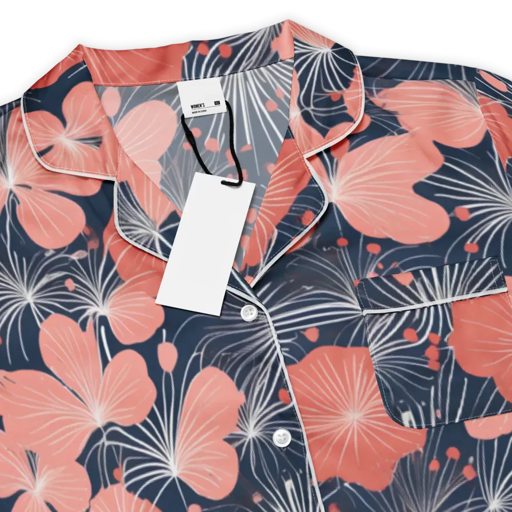 Coral Midnight Bloom on Women's Short Sleeve Pajama Top — Product details