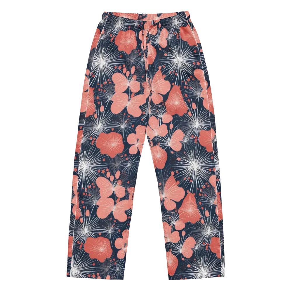 Coral Midnight Bloom on Women's Pajama Pants — Front