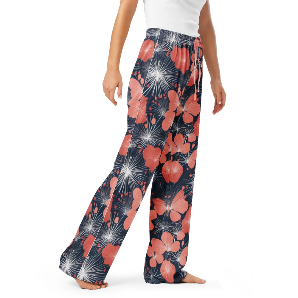 Coral Midnight Bloom on Women's Pajama Pants — Right Front