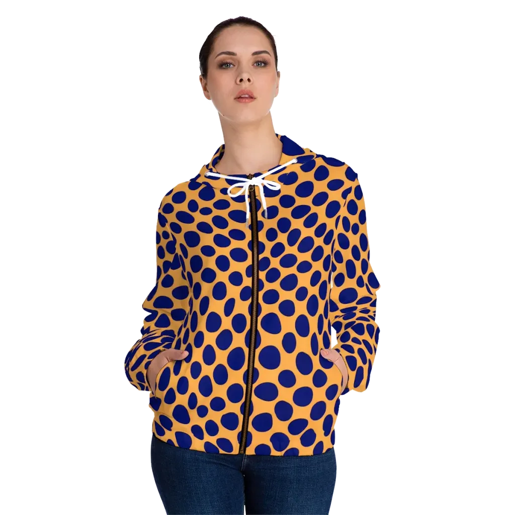 Cobalt Safari on Women's Full-Zip Hoodie — Front On Person