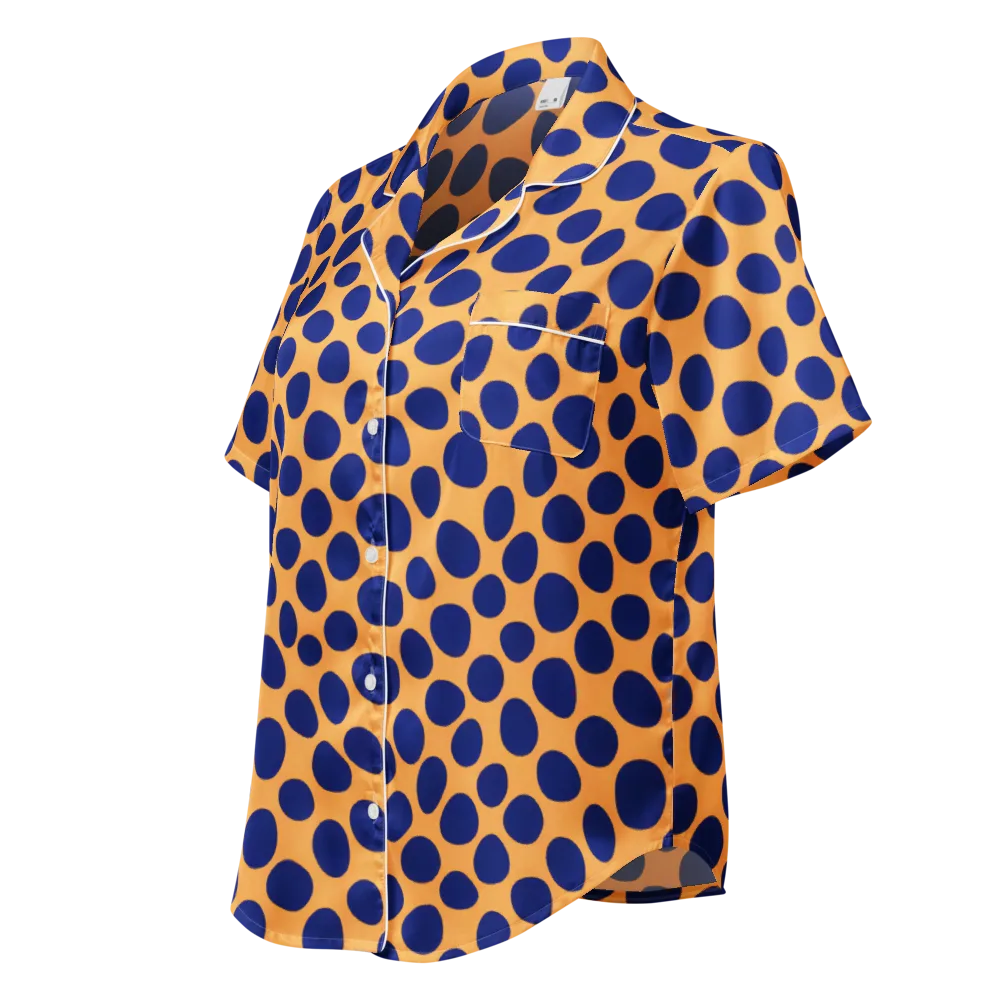 Cobalt Safari on Women's Short Sleeve Pajama Top — Left Front