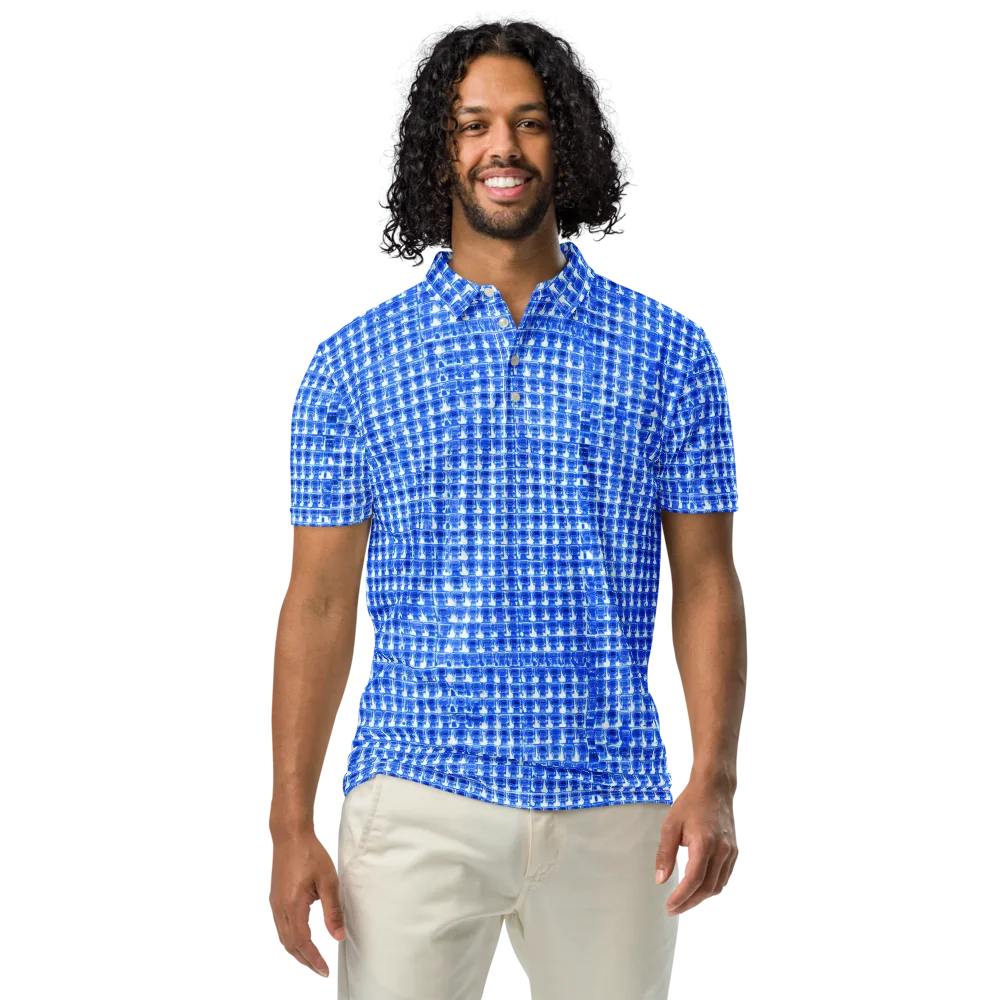 Azure Matrix on Men's Slim Fit Polo Shirt — Front