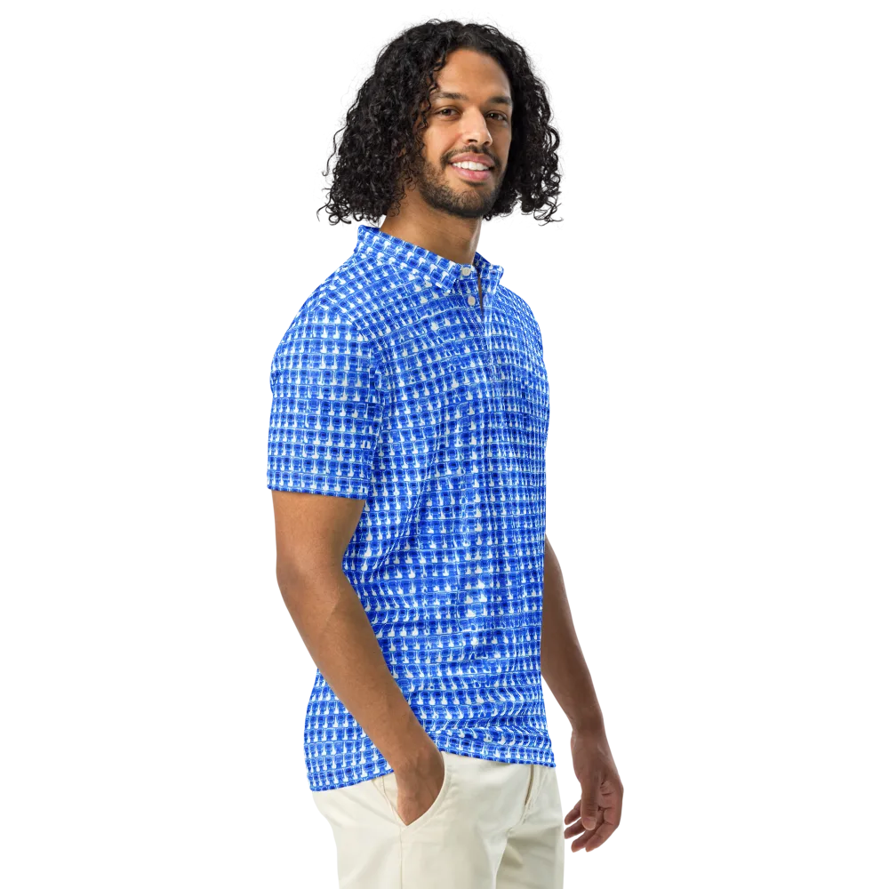 Azure Matrix on Men's Slim Fit Polo Shirt — Right Front