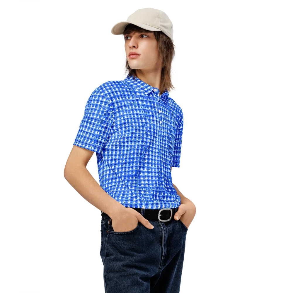 Azure Matrix on Men's Slim Fit Polo Shirt — Right Front
