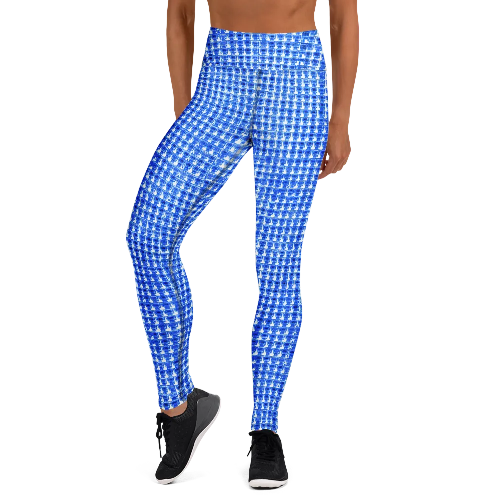 Azure Matrix on Yoga Leggings — Front