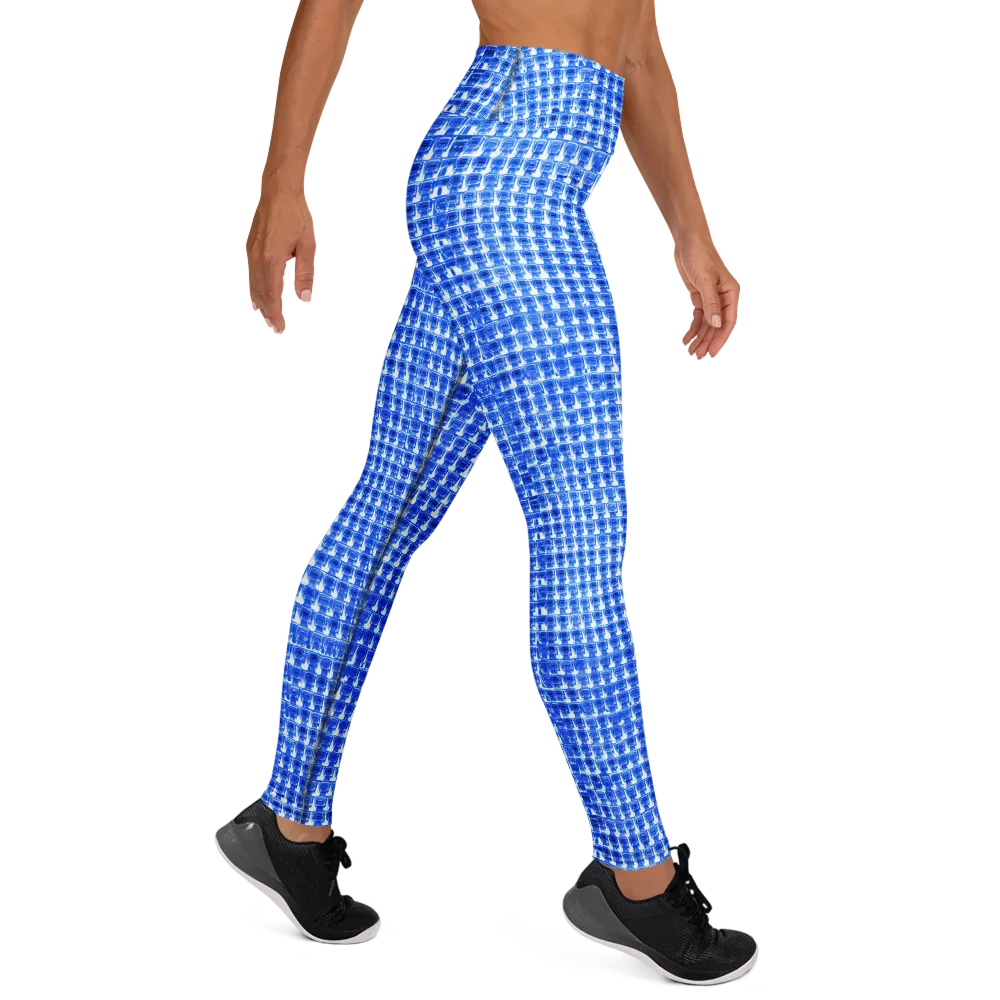 Azure Matrix on Yoga Leggings — Right
