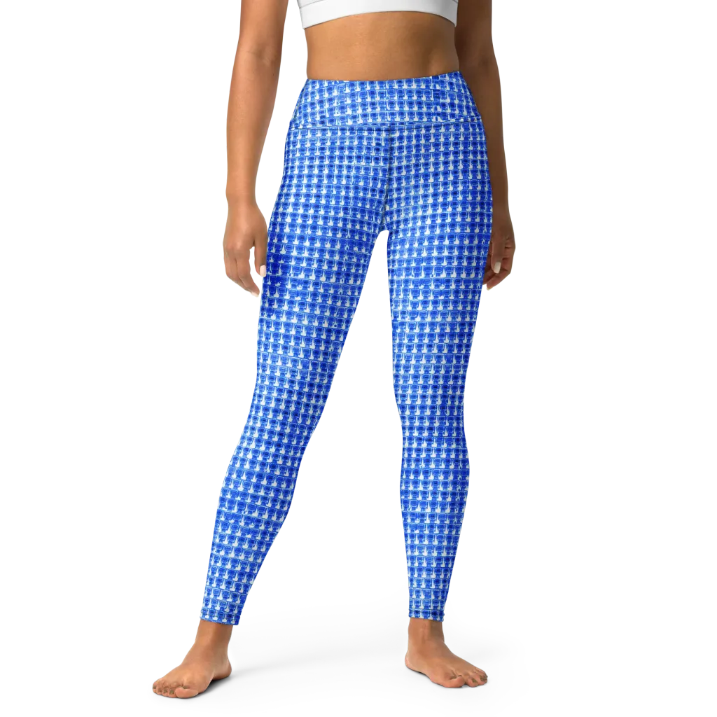 Azure Matrix on Yoga Leggings — Front