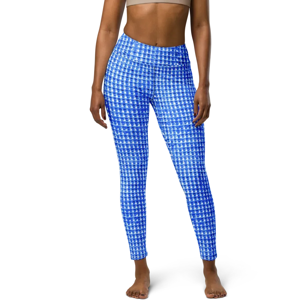 Azure Matrix on Yoga Leggings — Front