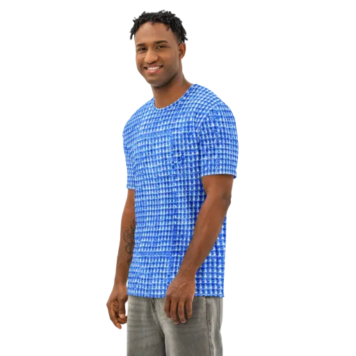 Azure Matrix on a Men's Cotton Crew Neck T-Shirt