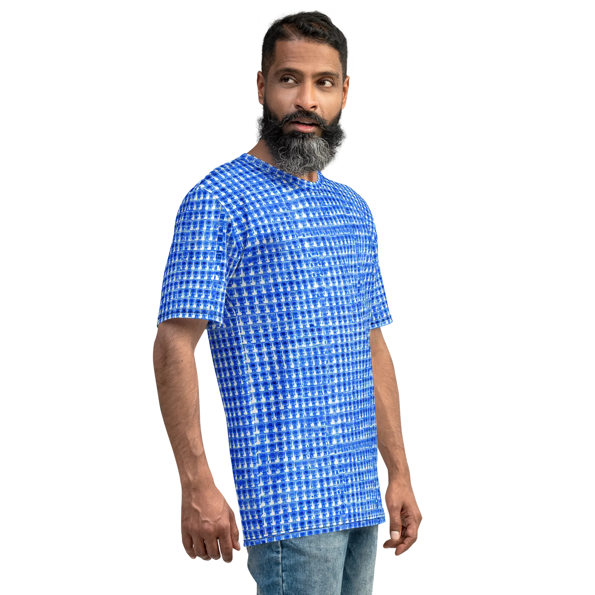 Azure Matrix on Men's Crew Neck T-Shirt — Right