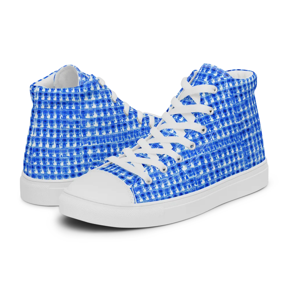 Azure Matrix on Men's High Top Canvas Shoes — Left