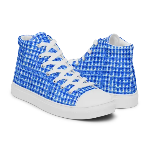 Azure Matrix on a Men's High Top Canvas Shoes