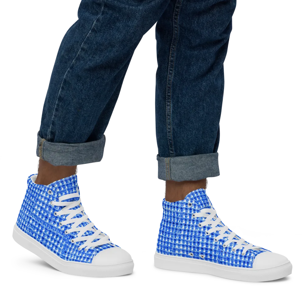 Azure Matrix on Men's High Top Canvas Shoes — Right
