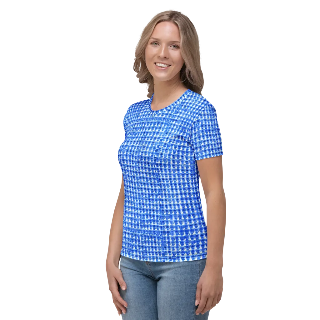 Azure Matrix on Women's Crew Neck T-Shirt — Left