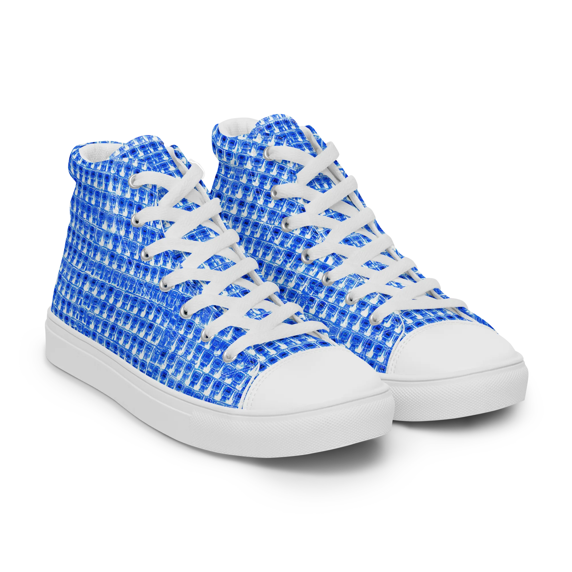 Azure Matrix on Women's High Top Canvas Shoes — Right Front