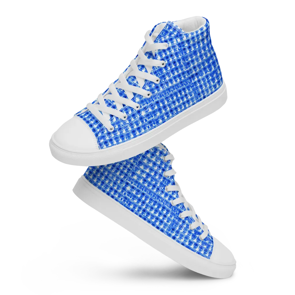 Azure Matrix on Women's High Top Canvas Shoes — Front