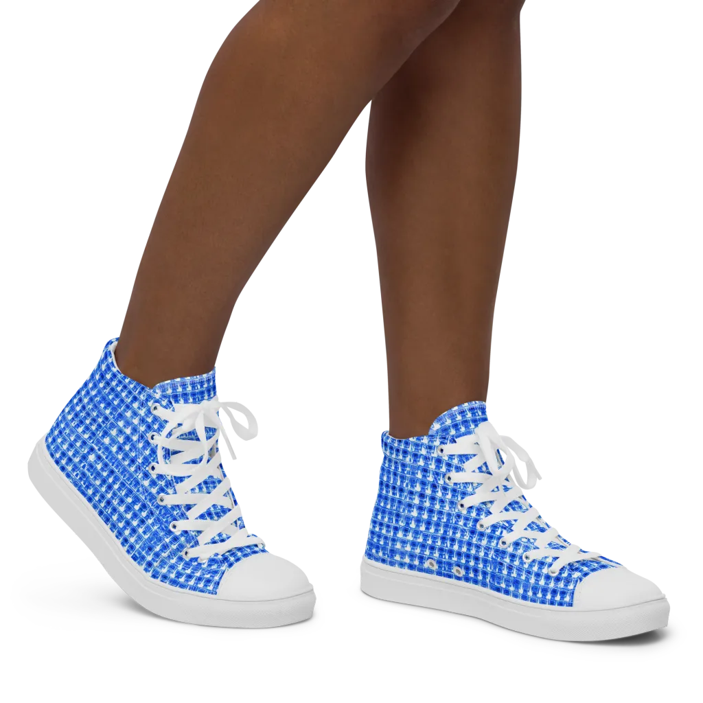 Azure Matrix on Women's High Top Canvas Shoes — Right