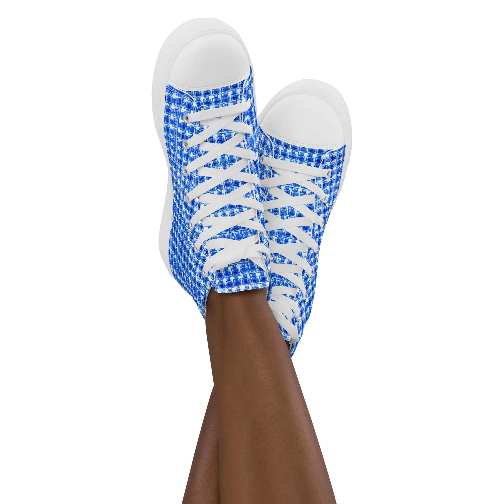 Azure Matrix on Women's High Top Canvas Shoes — Front