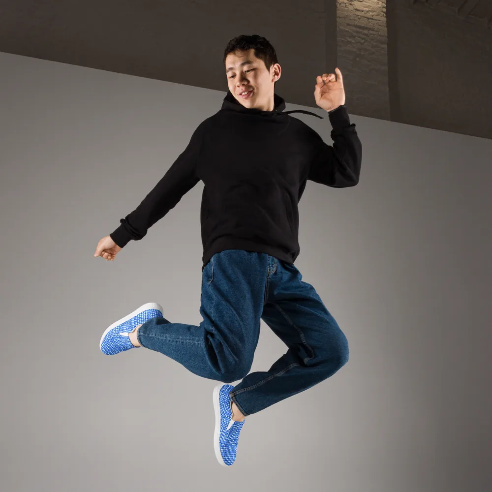 Azure Matrix on Men's Slip-On Canvas Shoes — Right Front