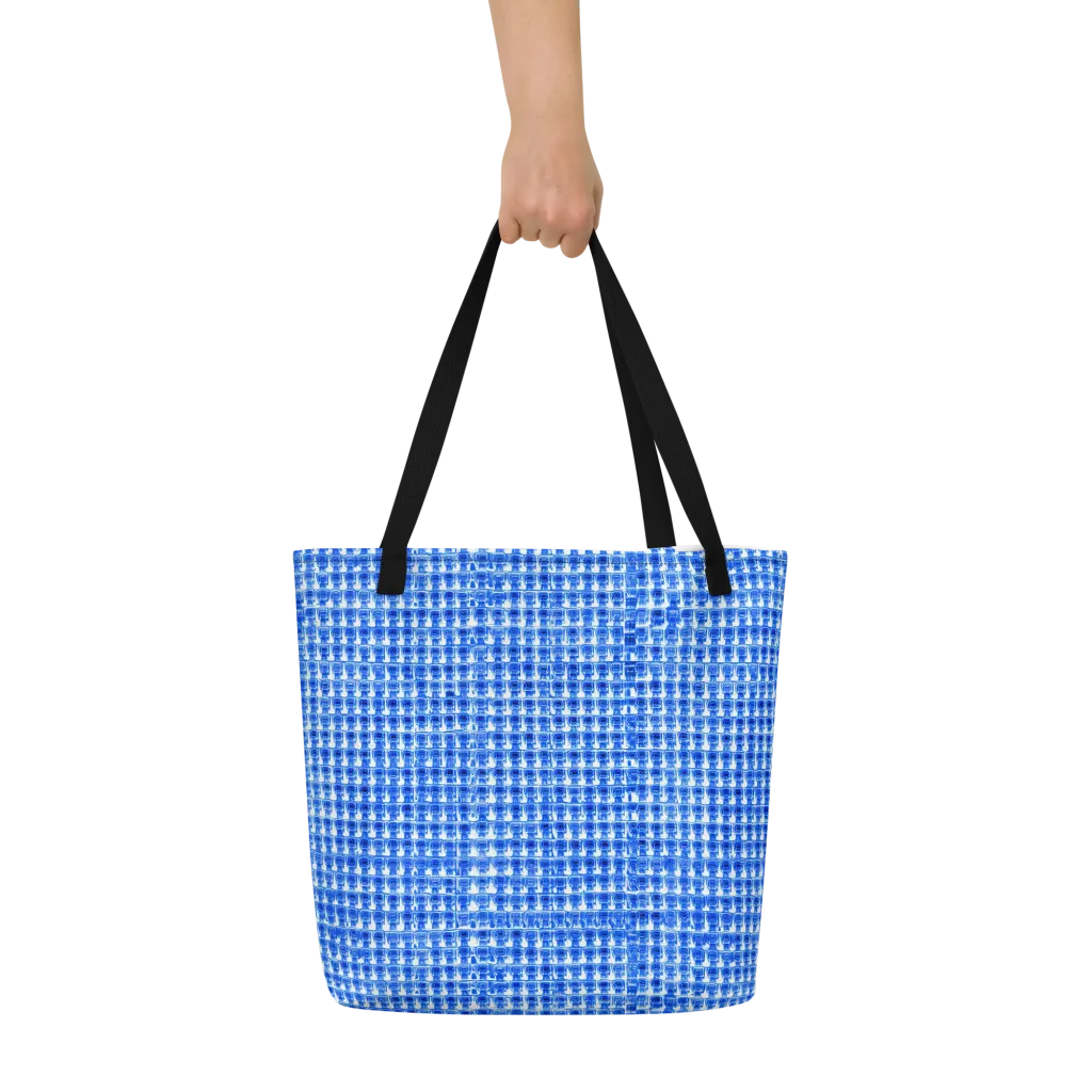 Azure Matrix on Large Tote Bag W/ Pocket — Front