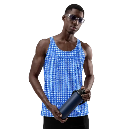 Azure Matrix on a Men's Tank Top