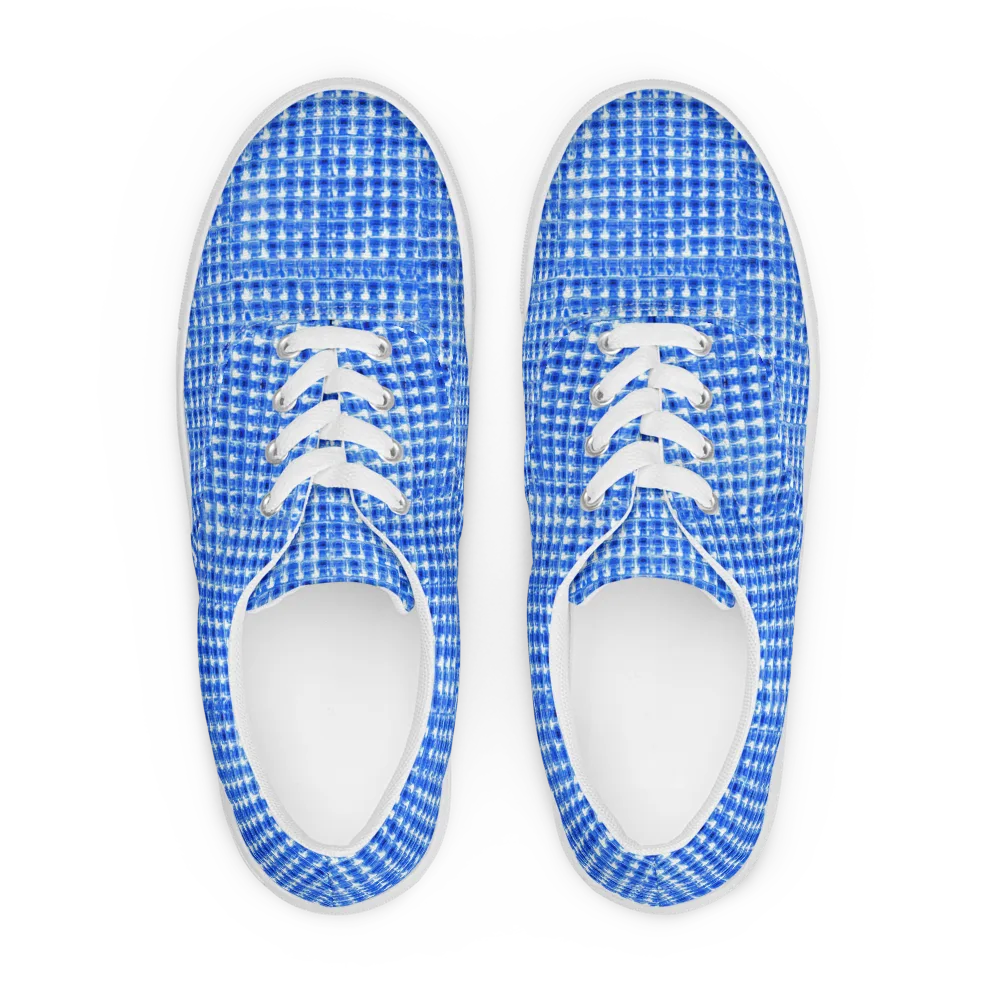 Azure Matrix on Men's Lace-Up Canvas Shoes — Front