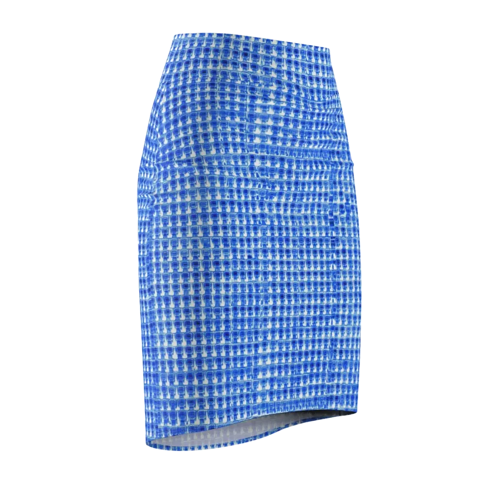 Azure Matrix on Pencil Skirt — Front Side