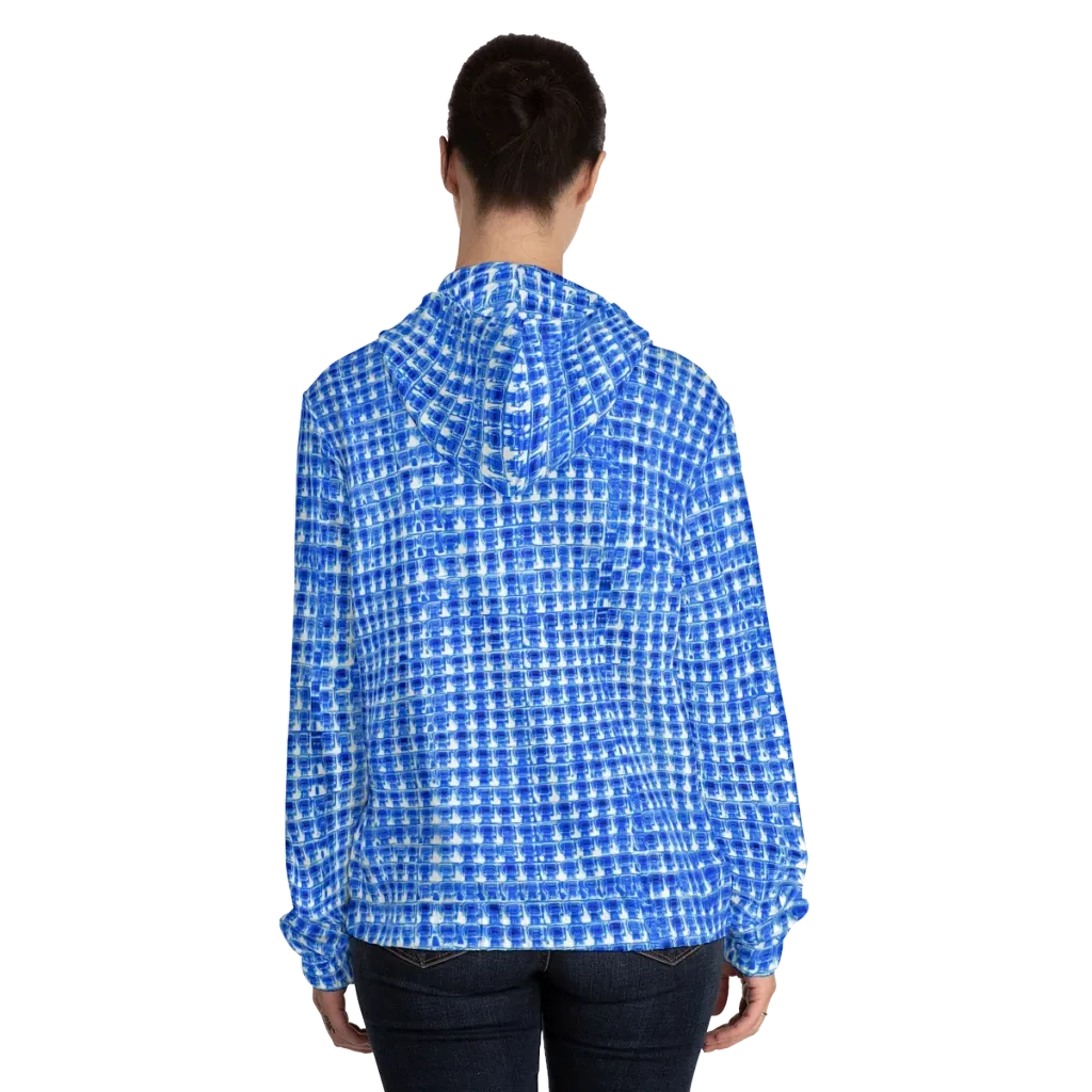 Azure Matrix on Women's Full-Zip Hoodie — Back On Person