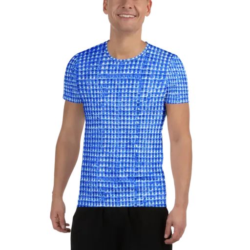 Azure Matrix on a Men's Athletic T-Shirt