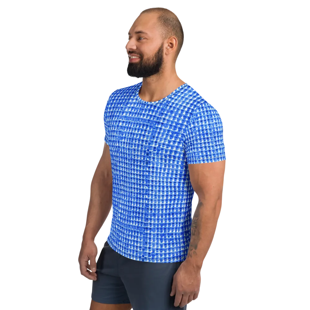 Azure Matrix on Men's Athletic T-Shirt — Left
