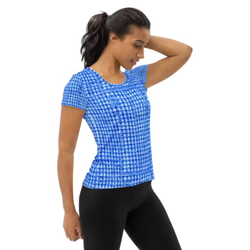 Azure Matrix on a Women's Athletic T-Shirt