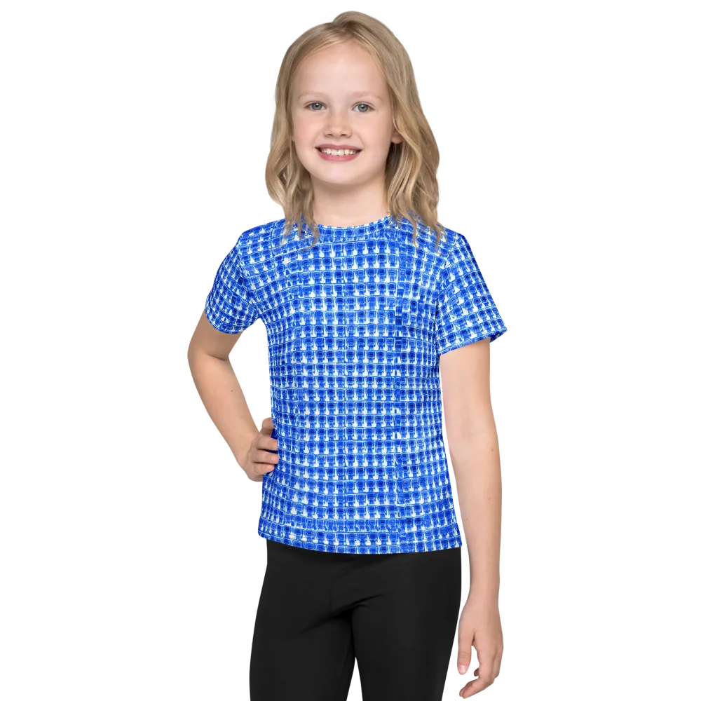 Azure Matrix on Kids Crew Neck T-Shirt — Front