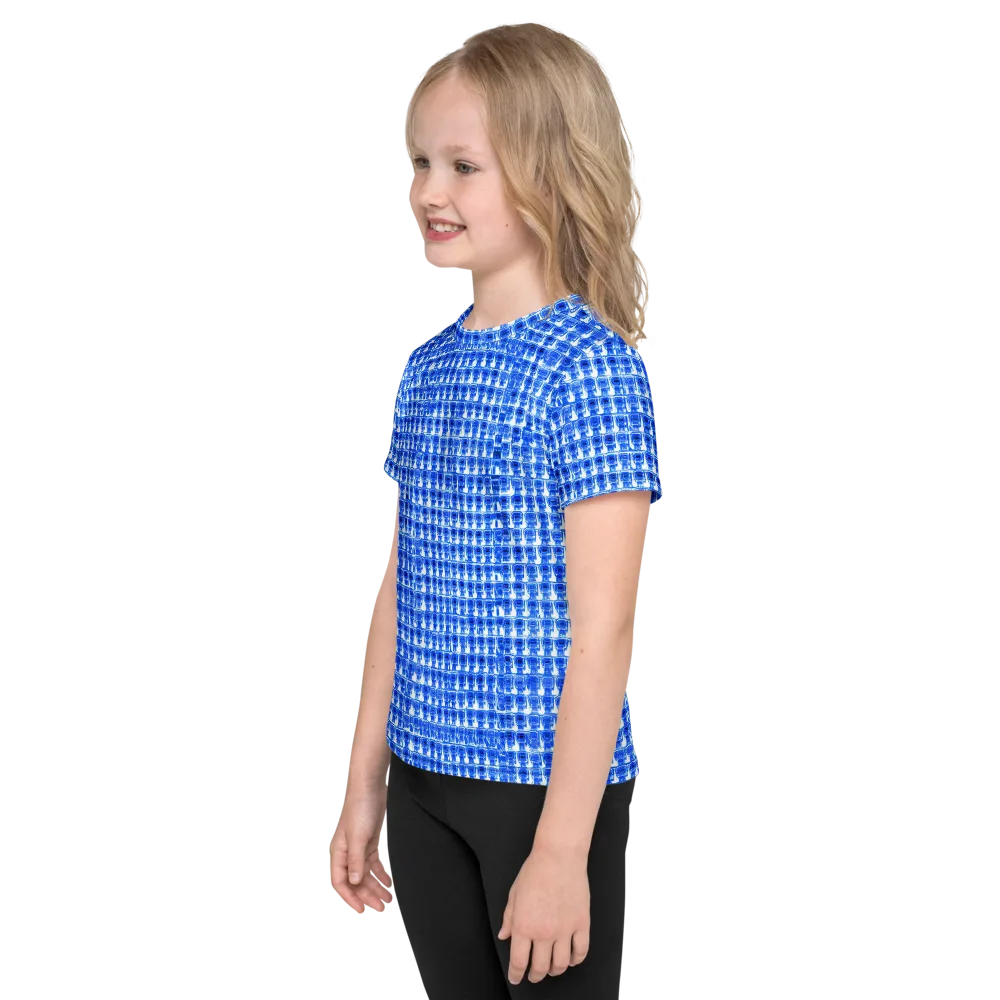Azure Matrix on Kids Crew Neck T-Shirt — Left