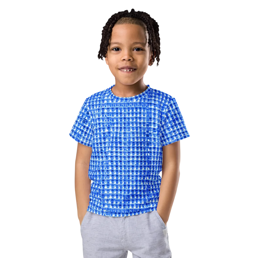 Azure Matrix on Kids Crew Neck T-Shirt — Front