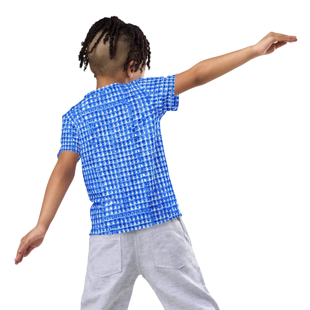 Azure Matrix on Kids Crew Neck T-Shirt — Back
