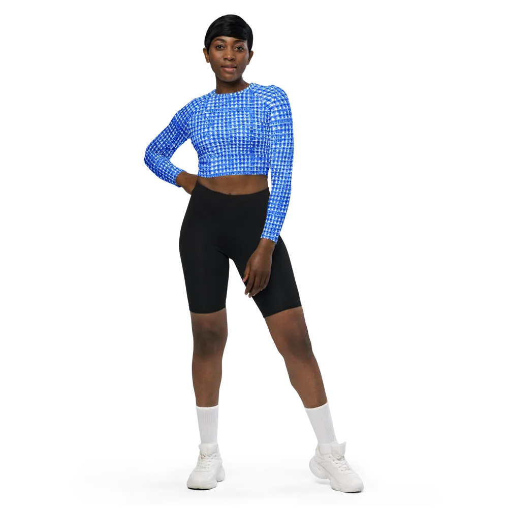 Azure Matrix on Long Sleeve Crop Top — Front