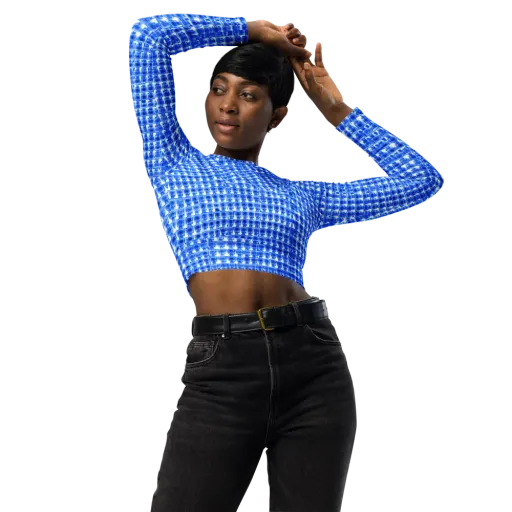 Azure Matrix on a Long Sleeve Crop Top