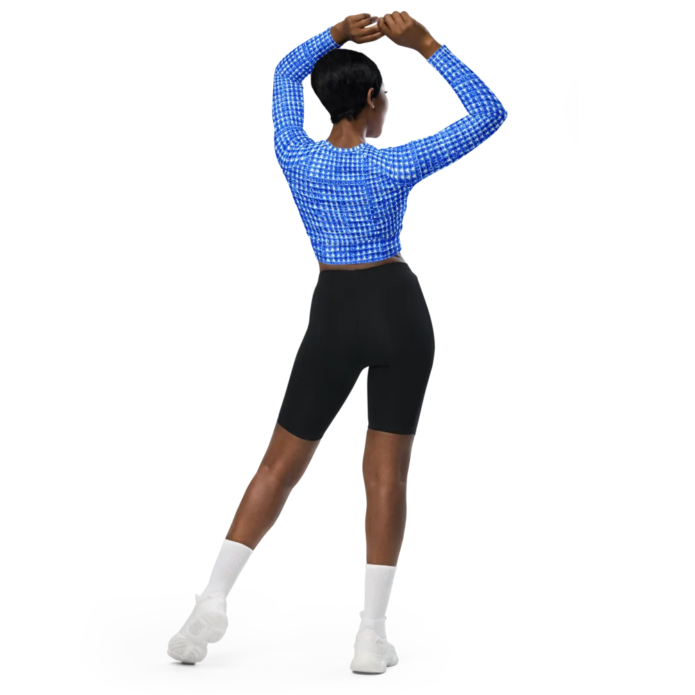 Azure Matrix on Long Sleeve Crop Top — Back